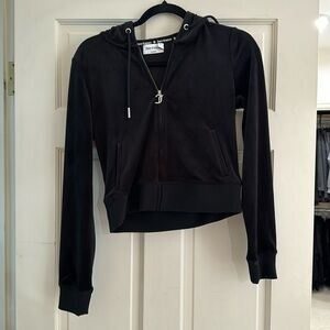 NWT JUICY COTURE VELOUR BLACK ZIP UP HOODIE XS $119